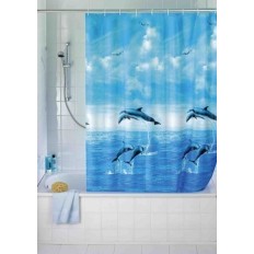 Cortina Baño 180X200Cm Pvc Delfines Wenko 2 Pz