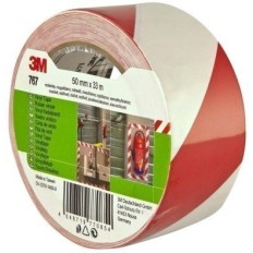 Cinta Adhesiva 50Mmx 33Mt Señalizacion Vinilo Rojo/Blanco 764 3M