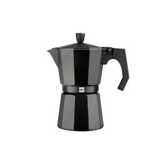 Cafetera Italiana 03Tazas Aluminio Negro Kenia Noir Magefesa