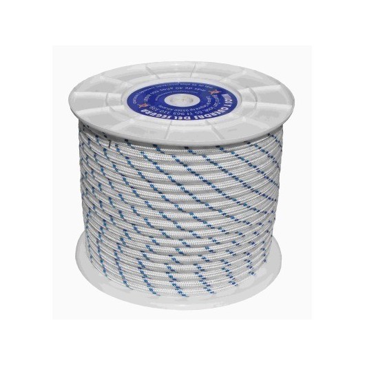 Cuerda Trenzada  08Mm Nylon Blanco/Azul Tipo Driza Hyc 100 Mt