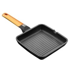 Grill Plancha 28X28Cm Rayas Con Mango Induccion Aluminio/Fundido  Naranja Efficient Bra