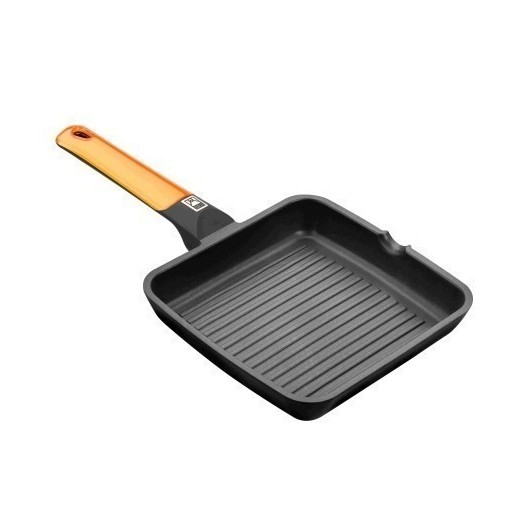 Grill Plancha 28X28Cm Rayas Con Mango Induccion Aluminio/Fundido  Naranja Efficient Bra