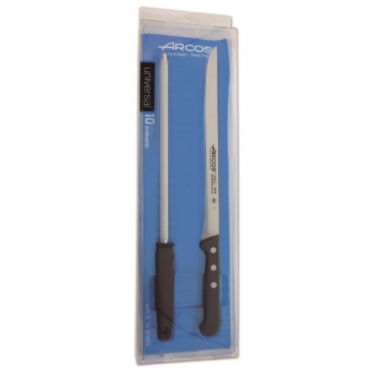 Cuchillo Jamonero Chaira 250Mm Negro Inox Arcos 285500 2 Pz