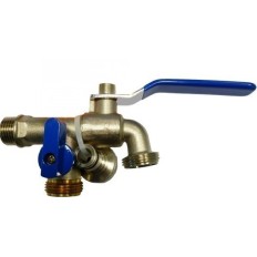Grifo Jardin 2 Mangueras 1/2''-3/4" Laton/Cromo S M