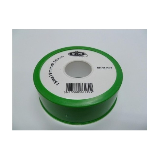 Teflon Fontanero Al.Dens. 19Mmx0,2Mmx15Mt Ptfe Bl S M