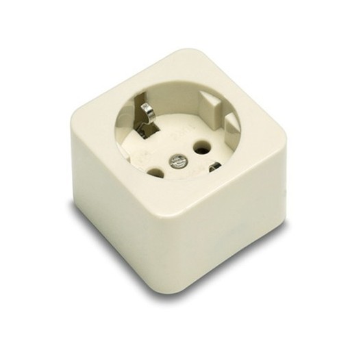 Base Electricidad 54X54X46 Toma tierra 16A-250V Superficie Policarbonato/Porcelana Blanco 2301 Famat