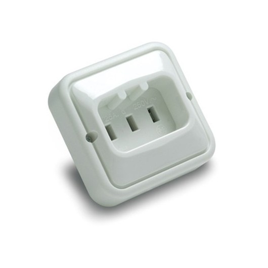 Base Electricidad 85X84X57 Empotrar Toma tierra 25A-250V Polic Blanco 2308 Famat