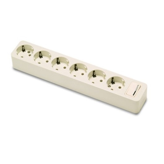 Base Multiple 6 Tomas Toma tierra Interruptor Sin Cable Policarbonato Blanco Famat