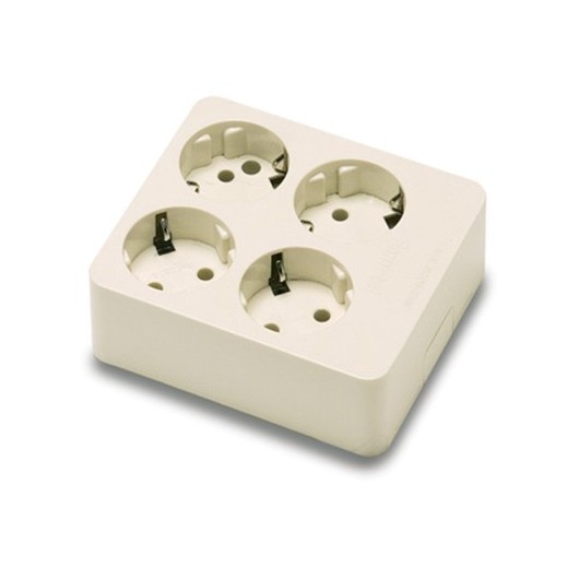 Base Multiple 4T-Toma tierra Sin Cable Policarbonato Blanco Famat