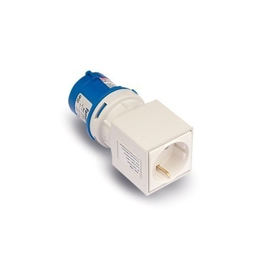 Adaptador Clavija Electricidad 2P+T Base 2P+Ttl Poliamida/ABS Az Famat