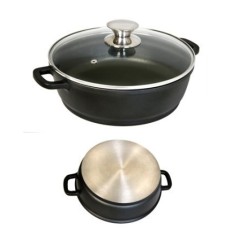 Cacerola Baja 24Cm Con Tapa Aluminio/Fundido Ecostone Cookware