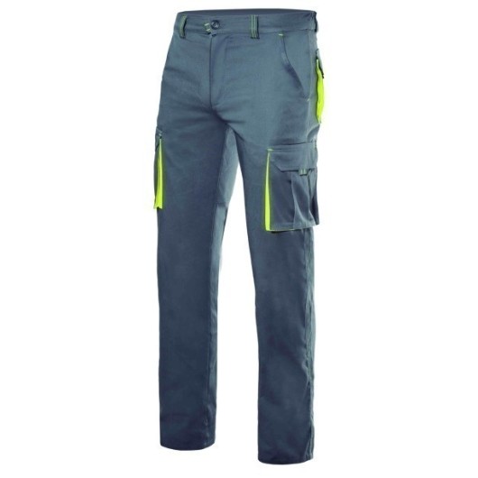 Pantalon Trabajo T34 Elastico Gris/Amarillo Velilla