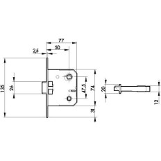 Picaporte Puerta 23X50Mm 512Rhl Hierro Laton Madera  Yale