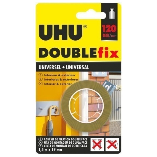 Cinta Adhesiva 19Mmx  1,5Mt Doble Cara  Marron Doublefix Uhu