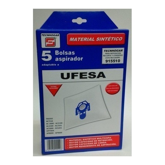 Bolsa Aspirador Sintetico Ufesa Thogar 5 Pz 915510