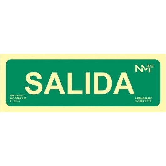 Cartel Señal 105X300Mm Luminiscente Pvc Salida Normaluz