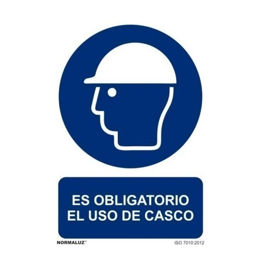 Cartel Señalizacion 210X300Mm Pvc Obliga Uso Casco Normaluz