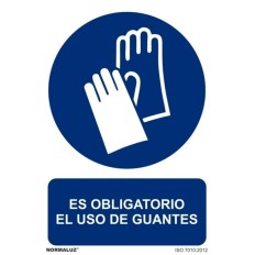 Cartel Señalizacion 210X300Mm Pvc Obliga Uso Guantes Normalu