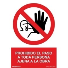 Cartel Señal 210X300Mm Pvc Prohibido El Paso Obra Normaluz