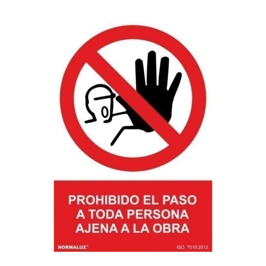 Cartel Señal 210X300Mm Pvc Prohibido El Paso Obra Normaluz