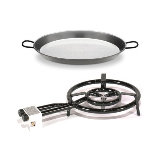Paellero Gas Butano 2 Fuegos + Paellera 42Cm 