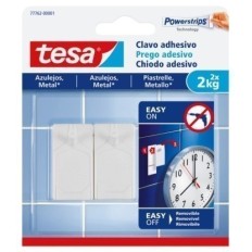 Colgador Hogar 2Kg Adhesivo ReutilizaBlancoe Clavo Plastico Blanco Azulejos 2 Pz Tesatape
