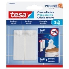 Colgador Hogar 3Kg Adhesivo ReutilizaBlancoe Clavo Plastico Blanco Azulejos 2 Pz Tesatape