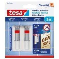 Colgador Hogar 3Kg Adhesivo ReutilizaBlancoe Tornillo Plastico Blanco Azulejos 2 Pz T