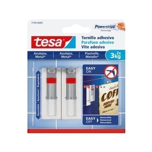 Colgador Hogar 3Kg Adhesivo ReutilizaBlancoe Tornillo Plastico Blanco Azulejos 2 Pz T