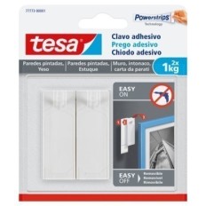 Colgador Hogar 1Kg Adhesivo Reutilizable Clavo Plastico Blanco Pared Pintada 2 Pz Tesata