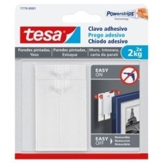 Colgador Hogar 2Kg Adhesivo ReutilizaBlancoe Clavo Plastico Blanco Pared Pintada 2 Pz Tesata