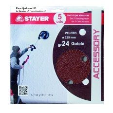 Disco Lija  Gotele Velcro 225Mm Para Lijadora Grano 24 Stayer 5 Pz