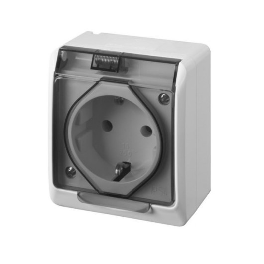 Base Enchufe Electricidad Estanco Toma tierra Salida Lateral 16A-250V Ip54 Abs Blanco Pool