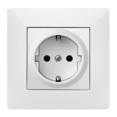 Base Enchufe Electricidad 16A-250V Schuko Toma tierra Empotrar Abs Blanco Habitat