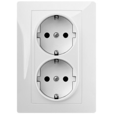 Base Enchufe Electricidad 16A-250V Doble Schuko Toma tierra Empotrar Abs Bl H