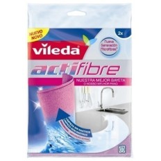 Bayeta Limpieza Multiusos Microfibra Rosa Actifibre Vileda 2 Pz