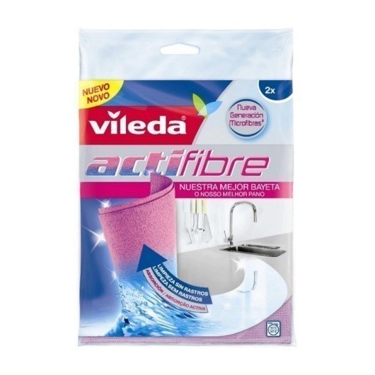 Bayeta Limpieza Multiusos Microfibra Rosa Actifibre Vileda 2 Pz