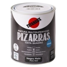Pintura Al Agua Mate 750 Ml Negro Multisuperficie Pizarras Titan