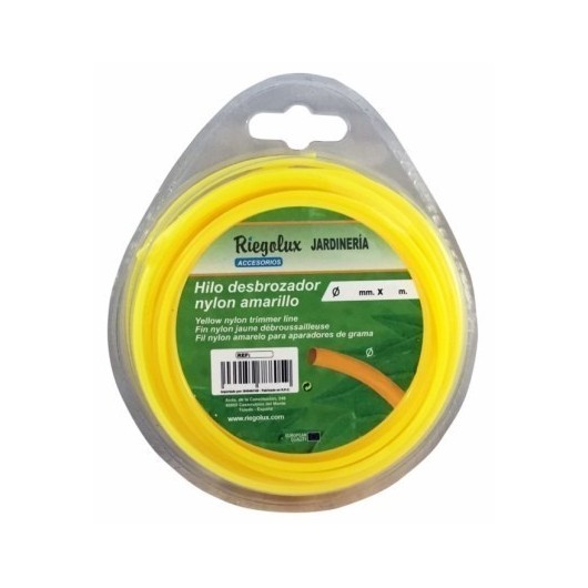 Hilo Jardin 2Mm Desbrozador Riegolux Nylon Amarillo Redondo 107641 20 Mt