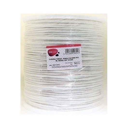 Cuerda Trenzada  Doble 04,5Mm Nylon Blanco Sedal Interior Vivah 500 Mt