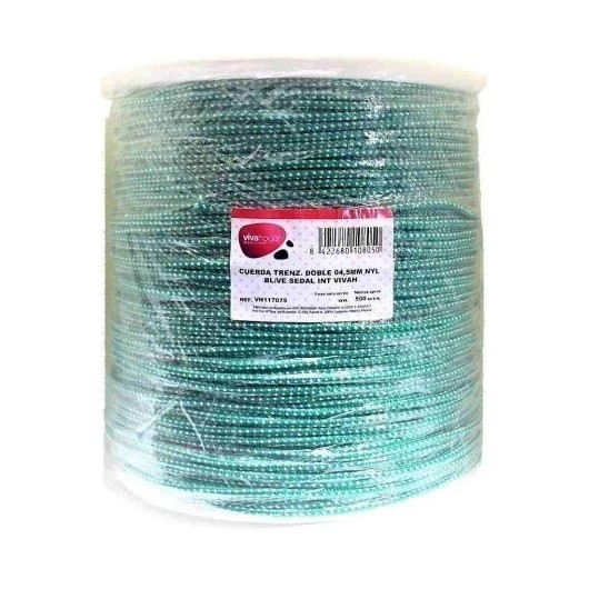 Cuerda Trenzada  Doble 04,5Mm Nylon Blanco/Verde Sedal Interior Vivah 500 Mt