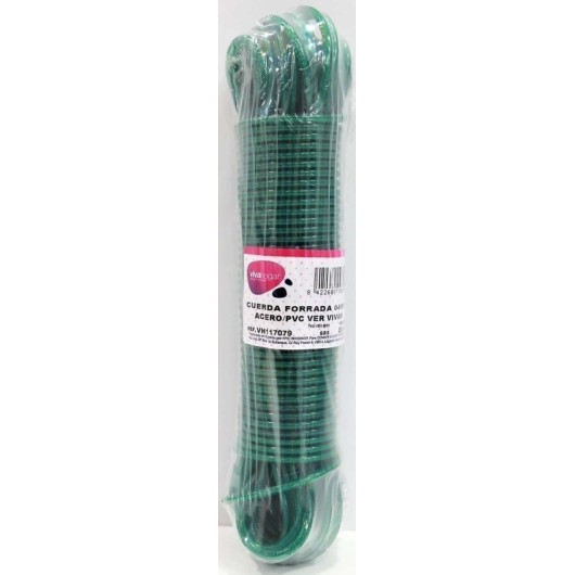 Cuerda Forrada 04Mm Acero/Pvc Verde  Vivah 20 Mt