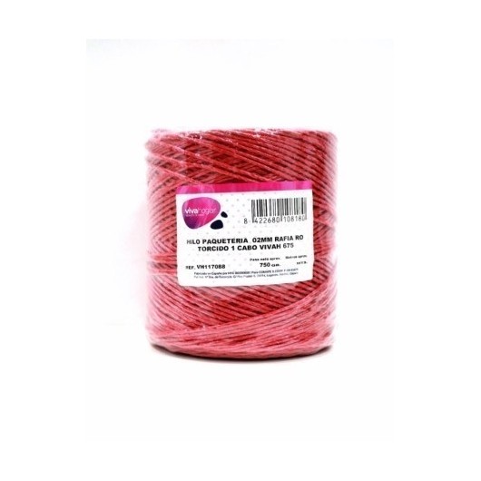 Hilo Paqueteria 750Gr 02Mm Rafia Rojo Torcido 1 Cabo Vivah 675