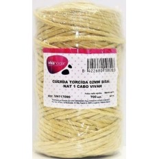 Cuerda Torcida 02Mm Sisal Natural 1 Cabo Vivah 700 Gr