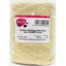 Cuerda Torcida 03Mm Sisal Natural 2 Cabos Vivah 700 Gr