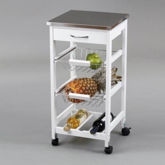 Verdulero Cocina 2 Cestos 76X37X37Cm 1 Cajon Ac/Mad Tapa Inox K