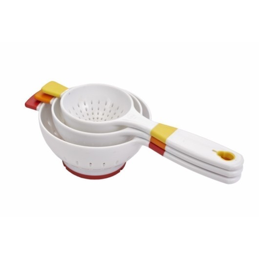 Colador Cocina Media Bola 1/2, 1 Y 2 Tazas Pl Crisp 3 Pz