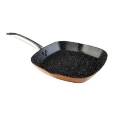 Grill Cocina Plancha 28X28Cm Liso Con Mango Profesional Cobre Aluminio Forjdoo