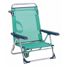 Silla Playa Cama Alco Aluminio Azul Con Asa