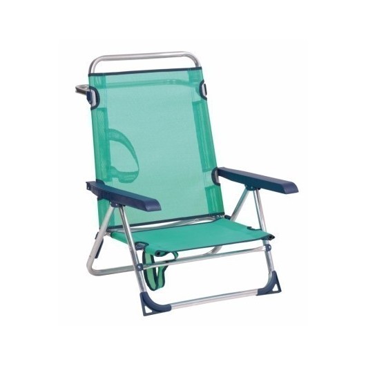 Silla Playa Cama Alco Aluminio Azul Con Asa